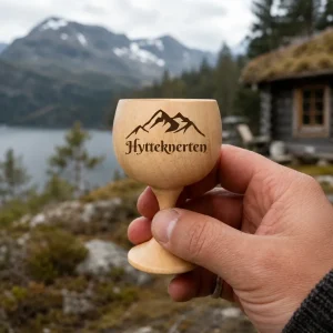 Treknerten – drammeglass i tre med gravering